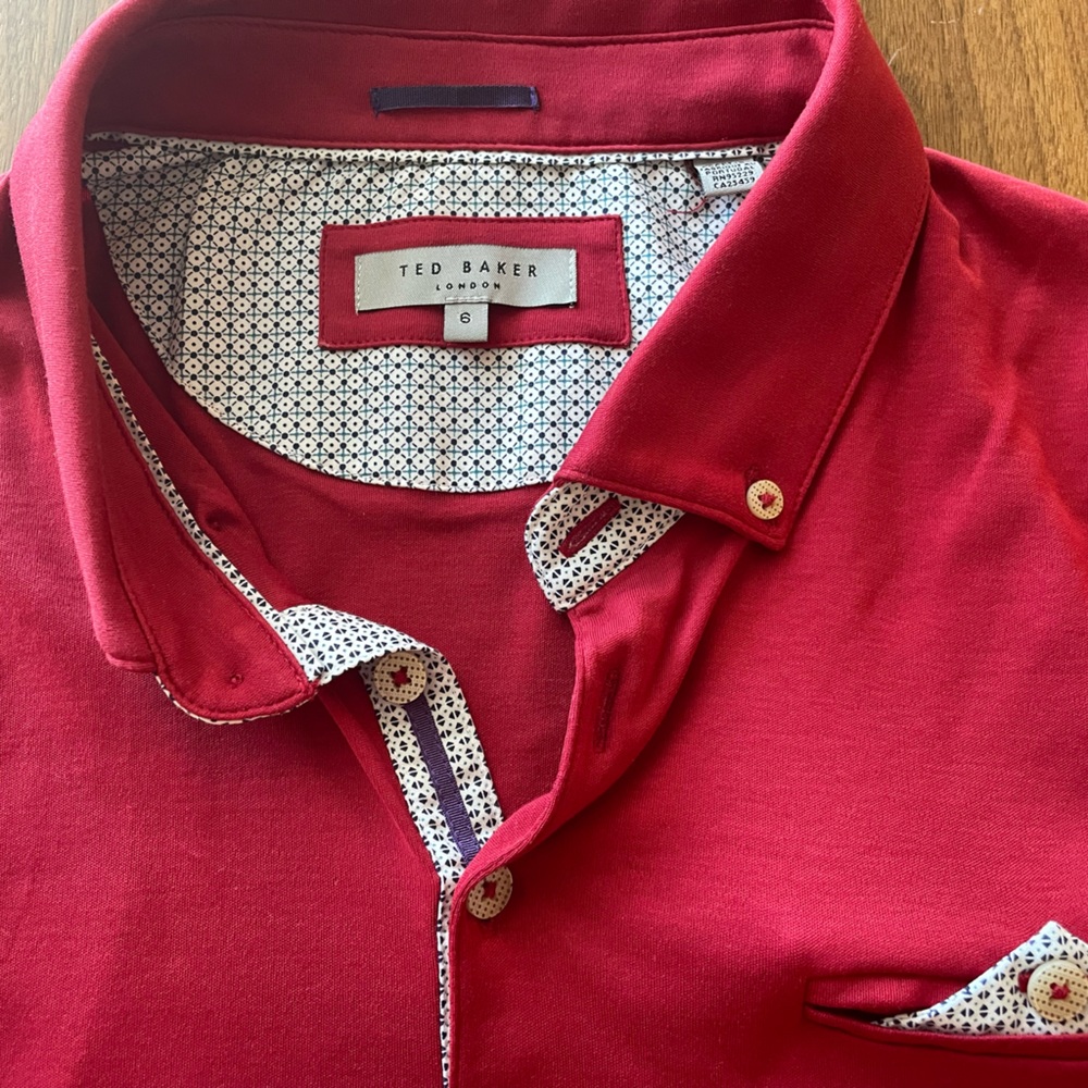 Ted Baker Red Rayvin Pocket Polo Shirt Size 6